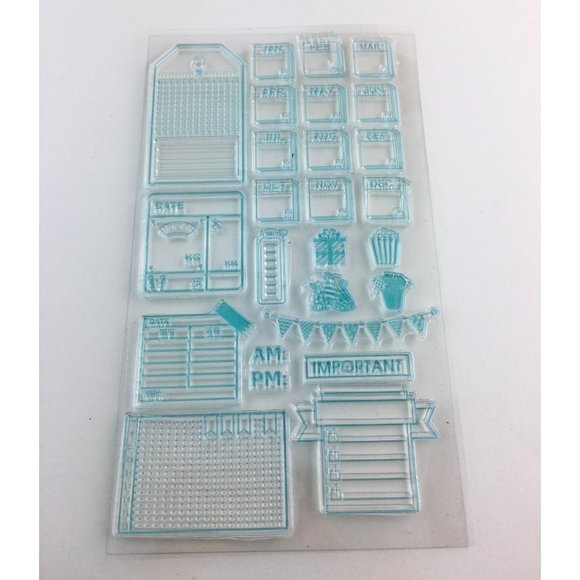 Journal Planner Calendar Activity Stamps Kit 26 PC Scrapbooking Diary mq - Picture 3 of 8